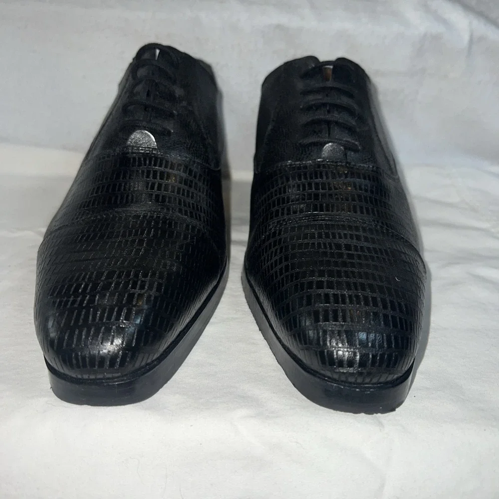 Steve Madden P-Scales‎ Oxford Black Leather Snake Print Lace Up Shoes Size 8